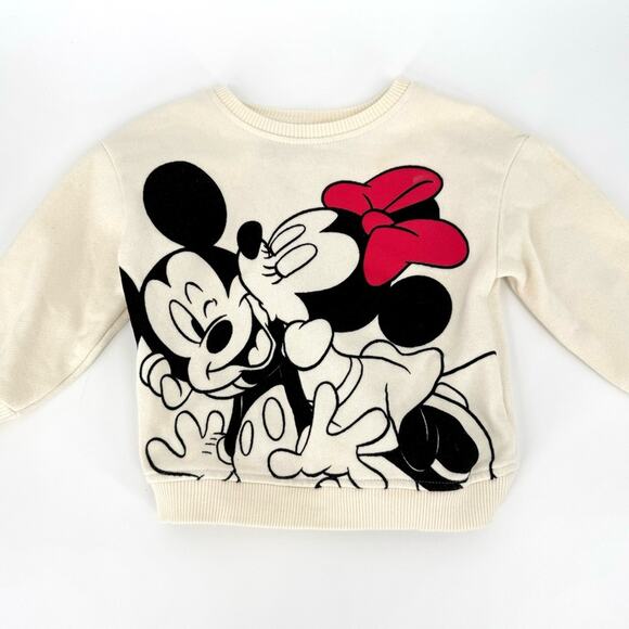 Zara x Disney Mickey Minnie Velvet Graphic Cream Sweatshirt 9-12 Months - Picture 1 of 6